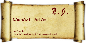 Nádházi Jolán névjegykártya