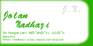 jolan nadhazi business card